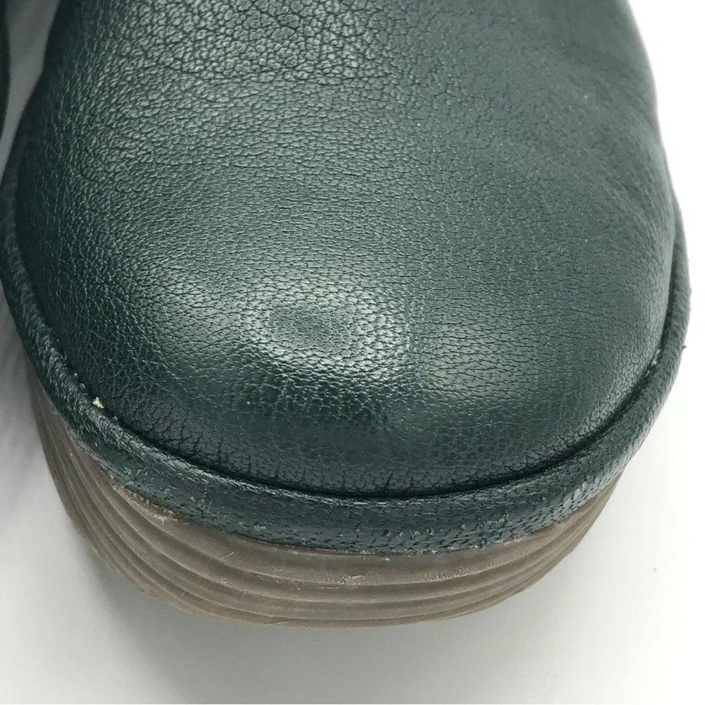 Fly London Shoes YUA Women's 39 US 8-8.5 Platform Wedges Green Leather Bootie